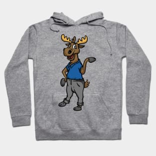 Cute Anthropomorphic Human-like Cartoon Character Moose in Clothes Hoodie